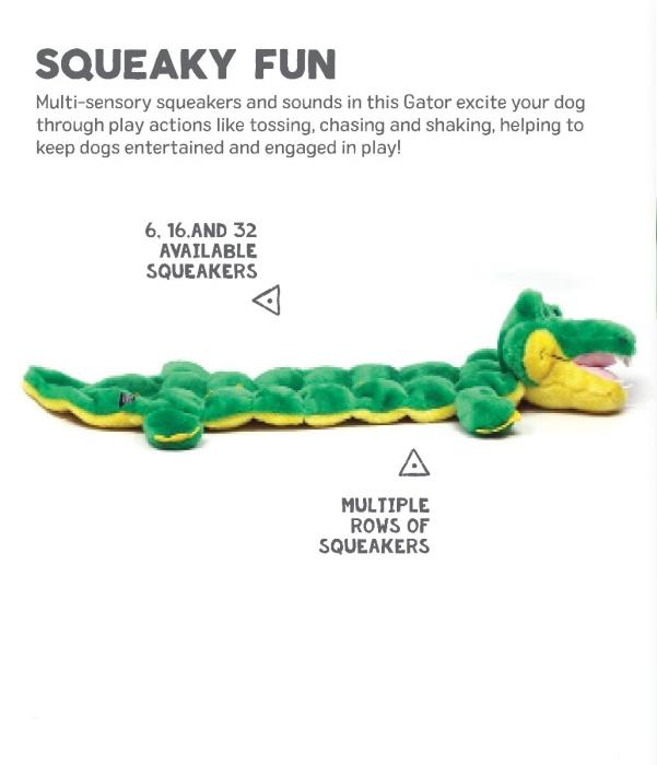 Squeaker Matz Plush Dog Toy, Gator