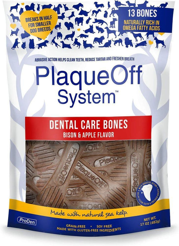 Proden PlaqueOff Bison & Apple Flavor Dental Dog Bones