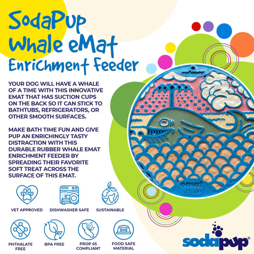 SodaPup Whale Design eMat Enrichment Lick Mat With Suction Cups