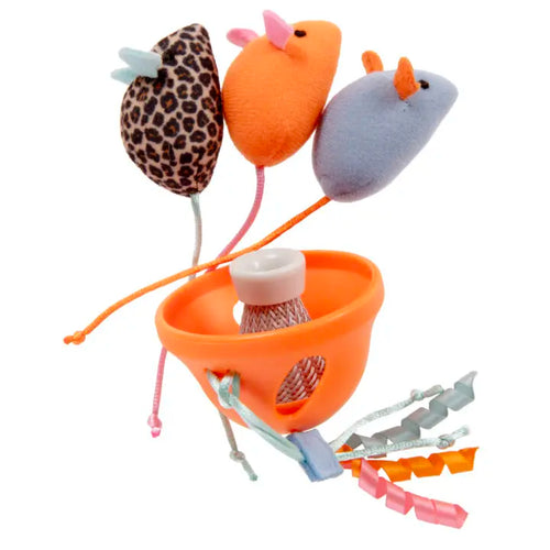 SmartyKat Instincts Lil' Launcher™ 3 Catnip & Silvervine Plush Mice & 1 Launcher Cat Toys