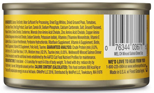 Wellness Grain Free Natural Minced Salmon Dinner Wet Canned Cat Food