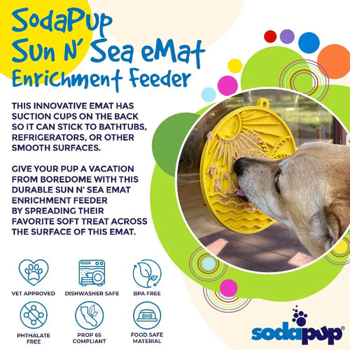 SodaPup Sun N' Sea Emat Enrichment Lick Mat With Suction Cups