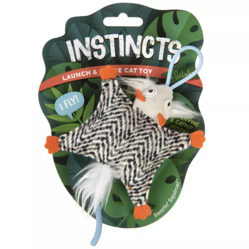 Petlinks® Instincts Soarin' Squirrel™ HappyNip™ Silvervine & Catnip Crinkle Plush Launch and Chase Cat Toy