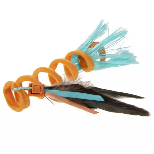 Petlinks® Instincts Crazy Coil™ Springy Cat Toy with Fringe and Detachable Feather Cat Toy