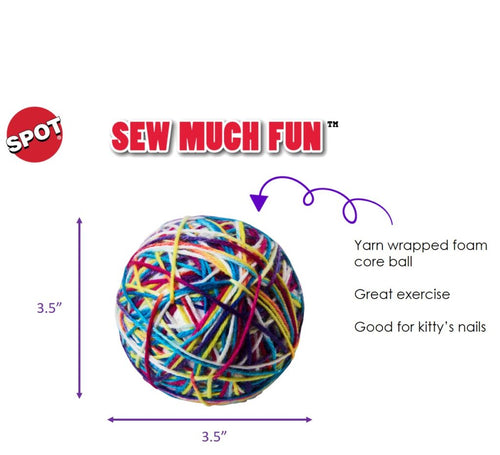 Ethical Spot Sew Much Fun Yarn Ball 3.5″ Cat Toy