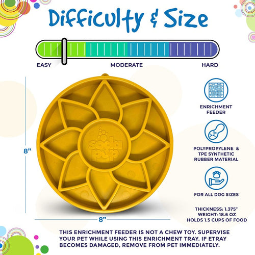 SodaPup Sunflower Design eTray Enrichment Shallow Slow Feeder Dog Bowl
