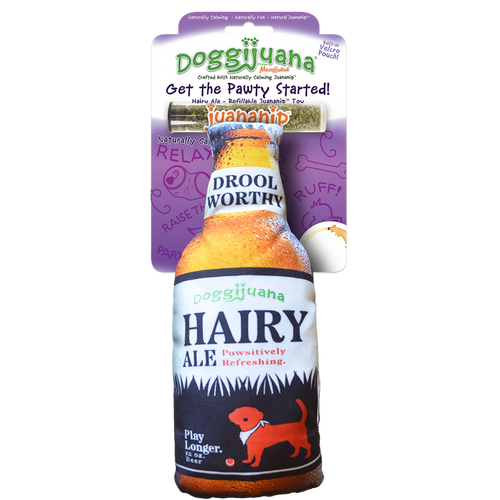 Doggijuana Get The Pawty Started Refillable Hairy Ale Dog Toy (12 oz)