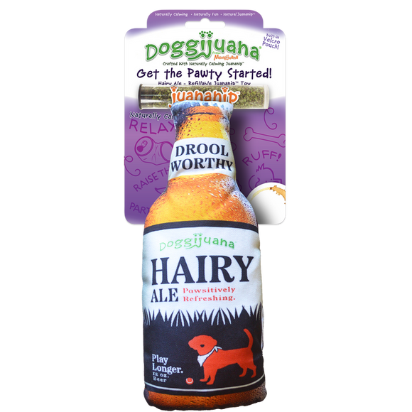 Doggijuana Get The Pawty Started Refillable Hairy Ale Dog Toy (12 oz)