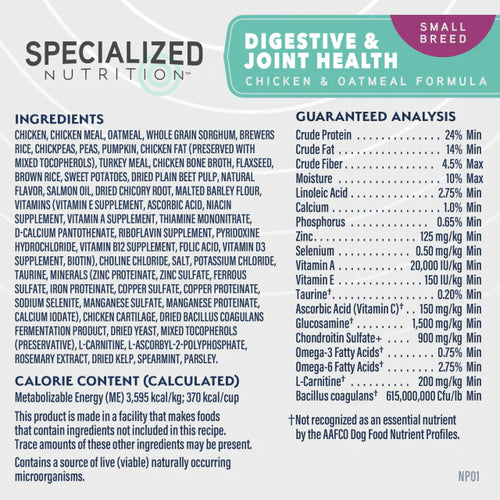 Natural Balance Small Breed Digestive & Joint Health Chicken & Oatmeal Formula Dry Dog Food