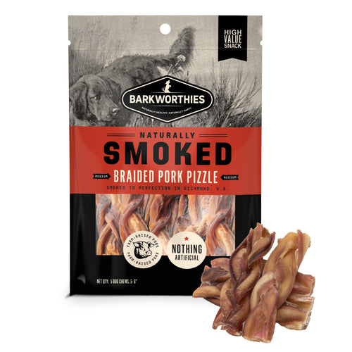 Barkworthies Naturally Smoked Braided Pork Pizzle Dog Treats