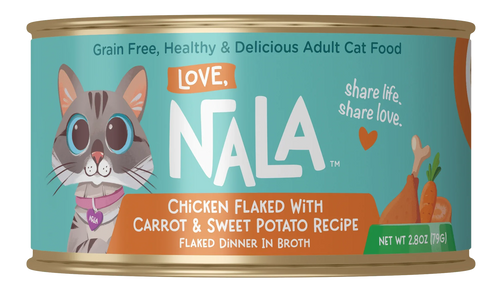 Love Nala Chicken Flaked With Carrot & Sweet Potato Recipe Dinner In Broth Adult Cat Food (2.8 oz Case of 12)