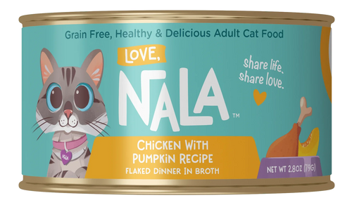 Love Nala Chicken Flaked With Pumpkin Recipe Dinner In Broth Adult Cat Food (2.8 oz Case of 12)