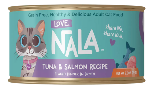 Love Nala Tuna & Salmon Recipe Flaked Dinner In Broth Adult Cat Food (2.8 oz Case of 12)