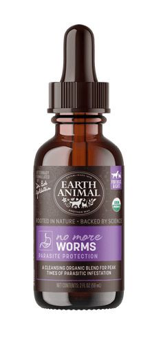 Earth Animal Apothecary No More Worms Organic Herbal Liquid Digestive Supplement For Dogs & Cats (2 oz)