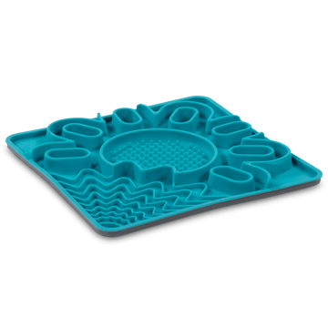 Messy Mutts Framed Spill Resistant Silicone Multi Surface Lick Mat (9.5 x 9.5, Blue)