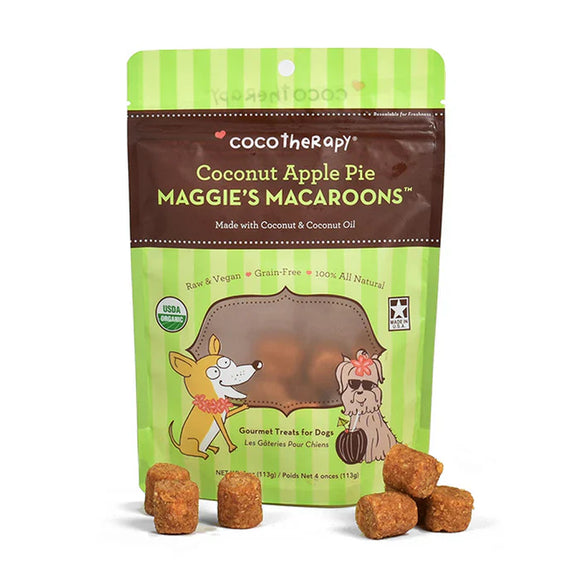 CocoTherapy Maggie's Macaroons Coconut Apple Pie - Organic Coconut Treat for Dogs (4 oz)