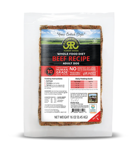 Raised Right Original Beef Adult Dog Recipe (1 lb)