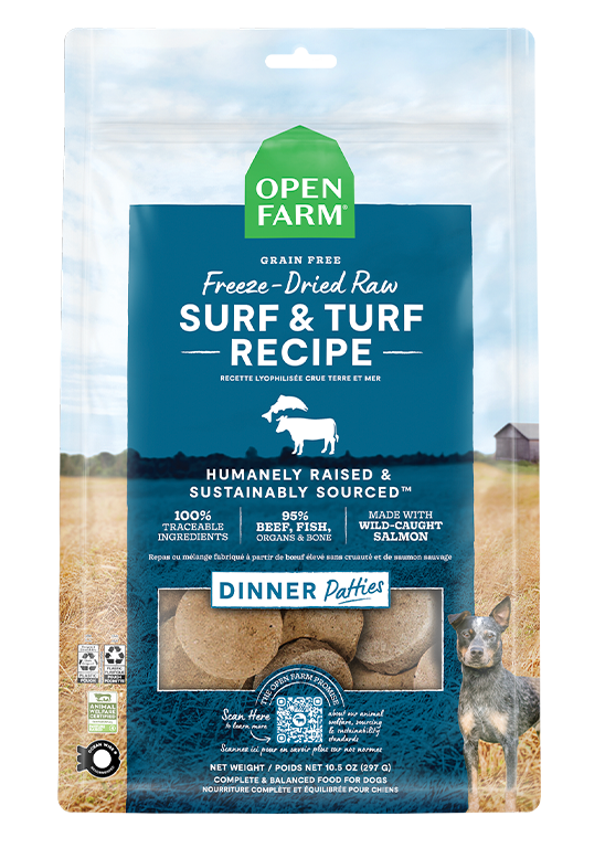 Open Farm Surf & Turf Freeze Dried Raw Patties for Dogs (10.5 oz)