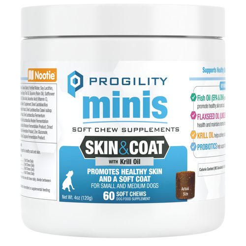 Nootie Progility Minis Skin & Coat Soft Chew Supplement For Small & Medium Size Dogs (60 Count)