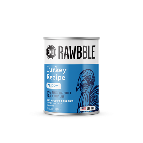 BIXBI Rawbble® Wet Food for Dogs – Turkey Paté Recipe for Puppies (12.5 oz)
