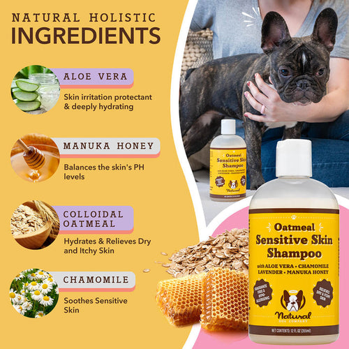Natural Dog Company Oatmeal Sensitive Skin Shampoo for Dogs (12 oz)