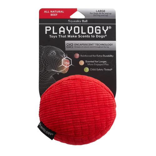 Playology Plush Squeaky Ball Dog Toy (Peanut Butter Large)