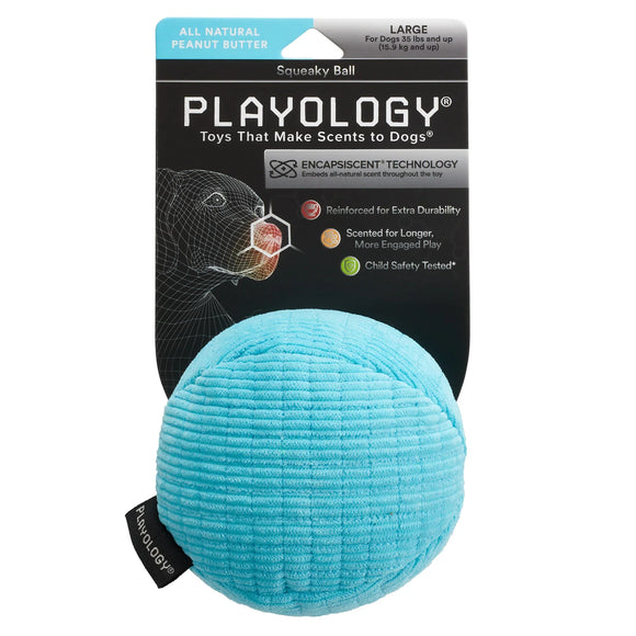 Playology Plush Squeaky Ball Dog Toy (Peanut Butter Large)