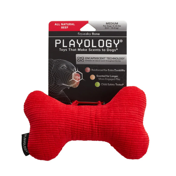 Playology Plush Squeaky Bone Dog Toy (Beef Large)