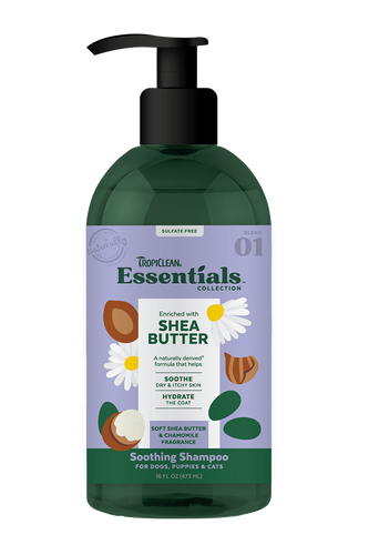 Tropiclean Essentials Shea Butter Shampoo For Dogs, Puppies And Cats (16 Oz)