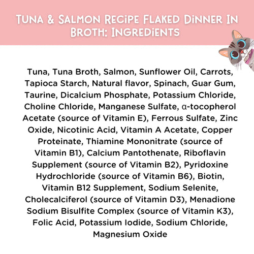 Love Nala Tuna & Salmon Recipe Flaked Dinner In Broth Adult Cat Food (2.8 oz Case of 12)