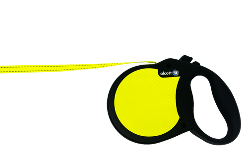 Alcott Reflective Retractable Leashes (Large 16' Long - Neon Yellow/Black)