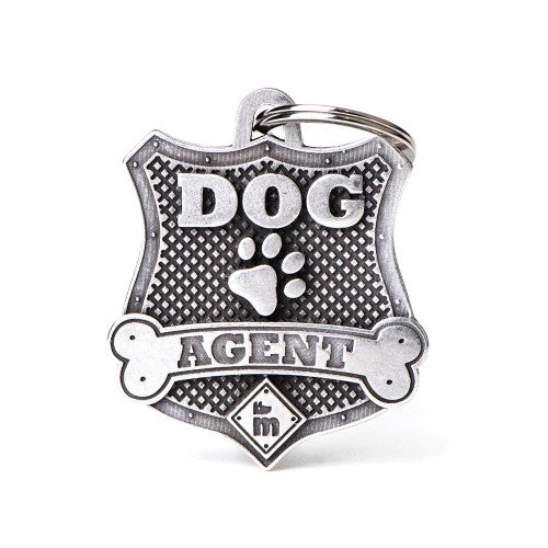 MyFamily Bronx Dog Agent Badge ID Tag in Antique Silver (Metal)