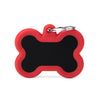 MyFamily Hushtag Big Black Aluminum Bone ID Tag with Red Rubber (Media, Red)