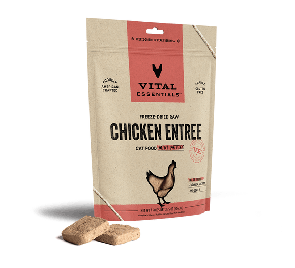 Vital Essentials Freeze-Dried Raw Chicken Entree Mini Patties Cat Food (3.75 oz)