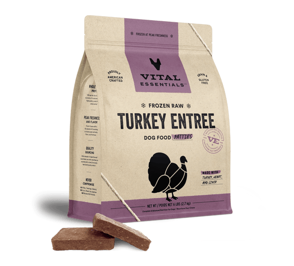 Vital Essentials Frozen Raw Turkey Entrée Dog Food Patties