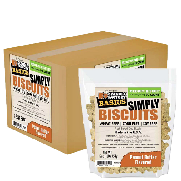 K9 Granola Simply Biscuits, Peanut Butter Flavored Medium Dog Treats
