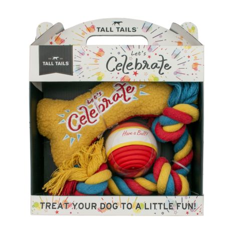 Tall Tails Let's Celebrate 3-Piece Box Gift Set Dog Toy