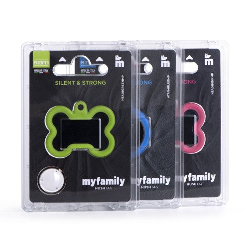 MyFamily ID Tag Hushtag Collection  Aluminium XL Black Bone With Blue Rubber (Blue)