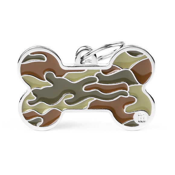 MyFamily Style Camouflage XL Green Bone ID Tag (XL, Camouflage Green Bone)