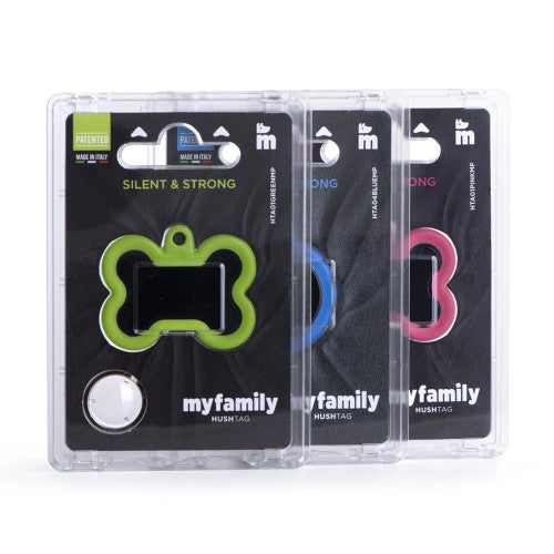 MyFamily Id Tag Hushtag Collection Aluminium Black Bone With Green Rubber