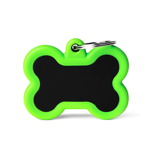 MyFamily Id Tag Hushtag Collection Aluminium Black Bone With Green Rubber (Media, Green)