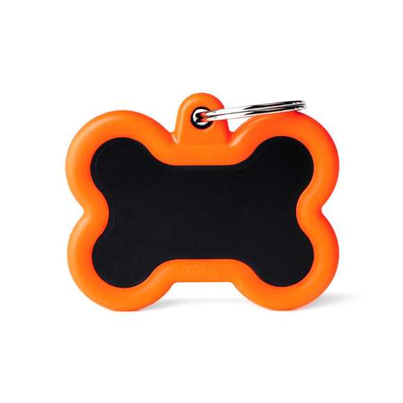 MyFamily Id Tag Hushtag Collection Aluminium Black Bone With Orange Rubber (Media, Orange)