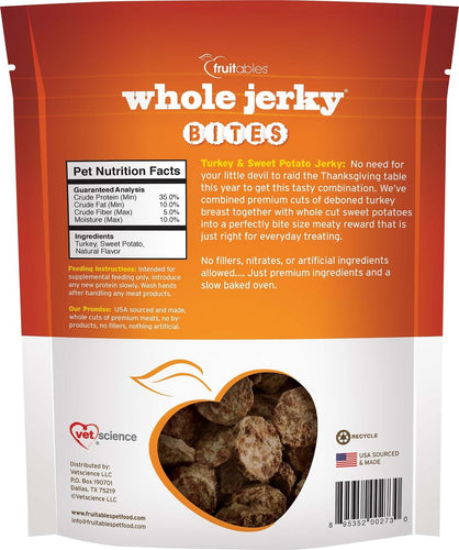 Fruitables Whole Jerky Bites Turkey & Sweet Potato Dog Treats