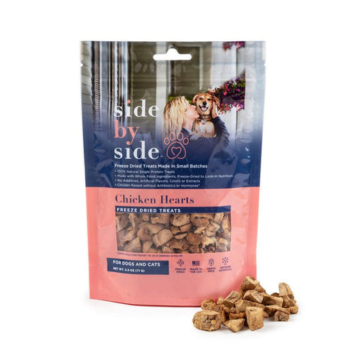 Side-By-Side Freeze Dried Chicken Hearts