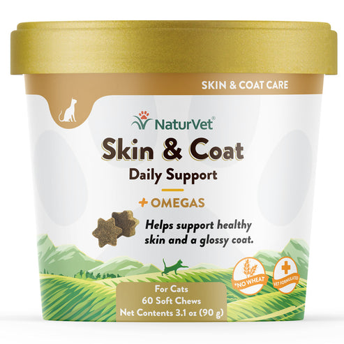 NaturVet Skin & Coat Plus Omegas Soft Chews for Cats