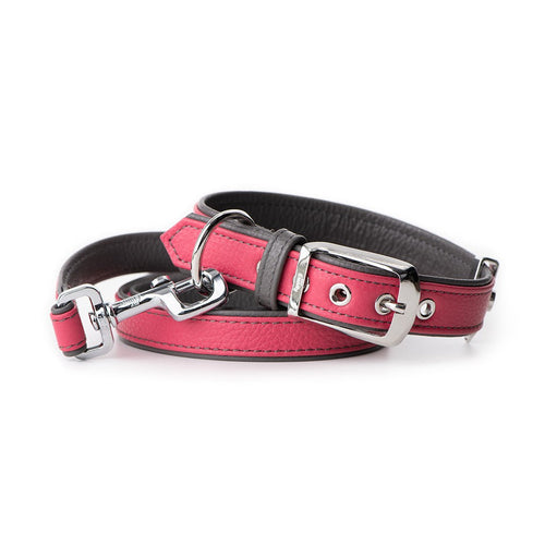 MyFamily Fuchsia Firenze Collar in Genuine Leather Dog Collar