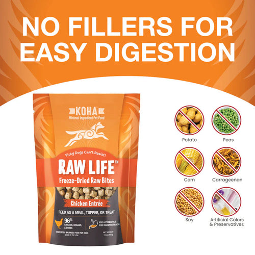 Koha Freeze-Dried Raw Bites Chicken Entrée for Dogs