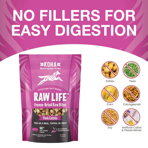 Koha Freeze-Dried Raw Bites Pork Entrée for Dogs