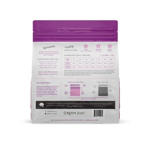 Green Juju Goat Recipe Frozen Patties & Sliders for Dogs