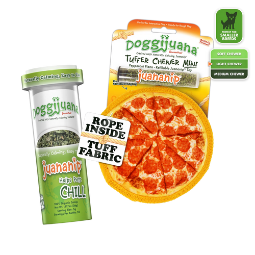 Doggijuana Tuffer Chewer Mini Refillable Whole Pizza Toy